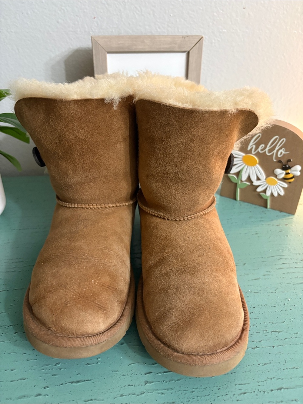 UGG Women's Chestnut Suede Shearling Cuffed Boots